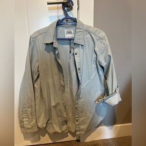 Zara oversized jean style button down shirt 100% cotton